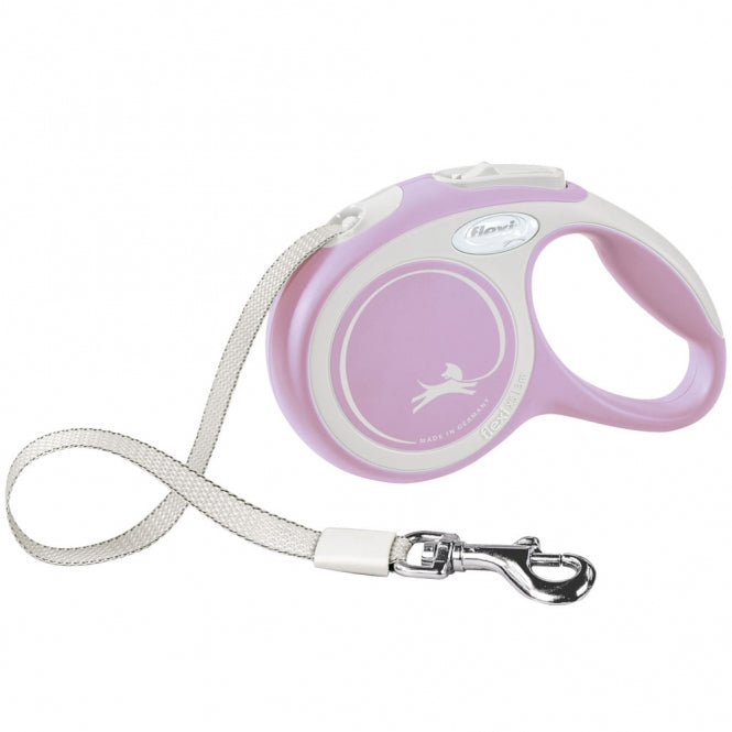 FLEXI Intrekbare riem COMFORT harnas - 3m - tot 12kg - roze