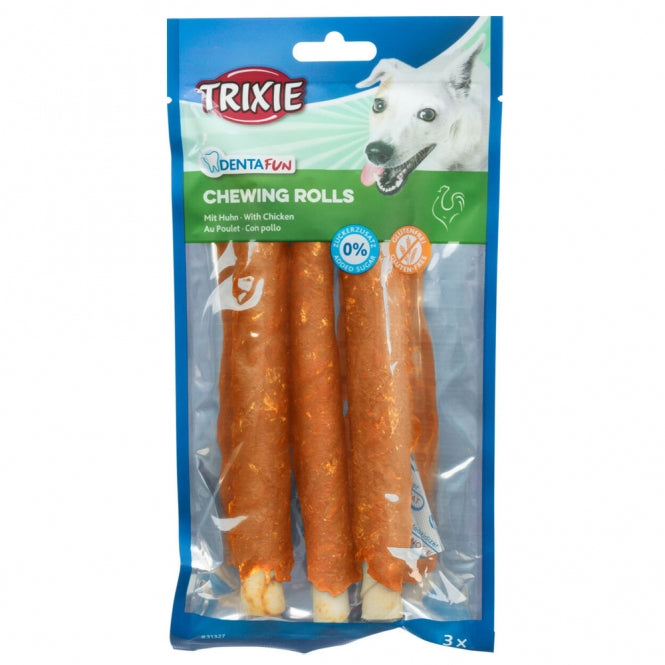 Trixie Denta Fun Kip Kauwrollen - 17cm / 3 stuks