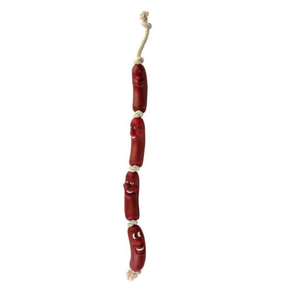 Trixie 4 Vinyl-Worstjes aan Touw - ca. 75 cm