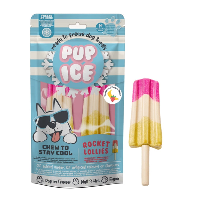Pup Ice Rocket Lollies Aardbei Banaan M - 2 stuks