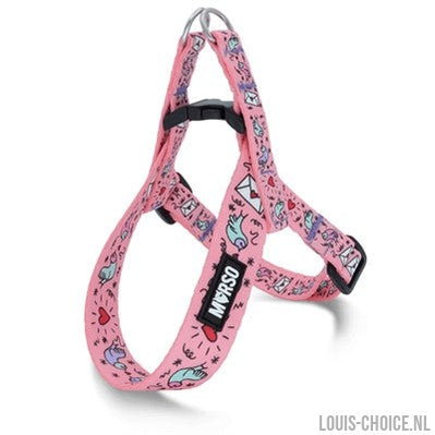 Morso Mini Hondentuig Verstelbaar Gerecycled Sweet Tweet Roze-MORSO-Louis Choice