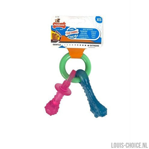 Nylabone Puppy Chew Bijtring Speen / Bot Puppyspeelgoed Bacon-NYLABONE-Louis Choice