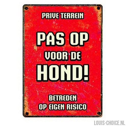 Plenty Gifts Waakbord Blik Pas Op Voor De Hond-PLENTY GIFTS-Louis Choice