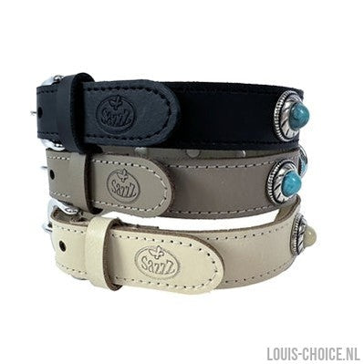 Sazzz Halsband Hond Adventure Stone Classic Leer Taupe-SAZZZ-Louis Choice