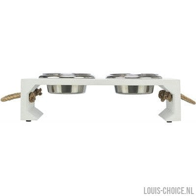 Trixie Be Nordic Set Voerbak / Waterbak Hout / Rvs Wit-TRIXIE-Louis Choice