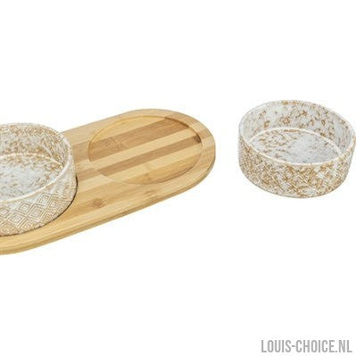 Trixie Set Voerbak / Waterbak Keramiek / Bamboe Wit / Natuur-TRIXIE-Louis Choice