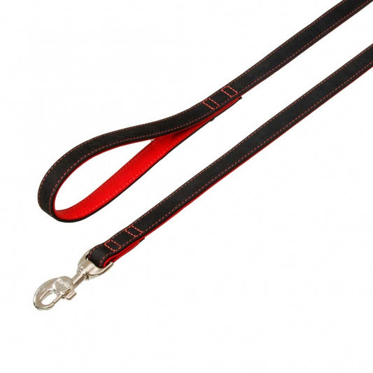 Karlie Buffalo Ultra Lijn - Zwart/Rood - 15 mm / 100 cm