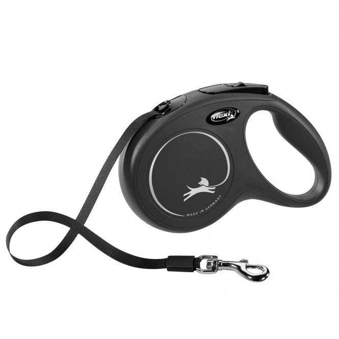 FLEXI - Intrekbare Riem - New CLASSIC - 5m - tot 25kg - Zwart