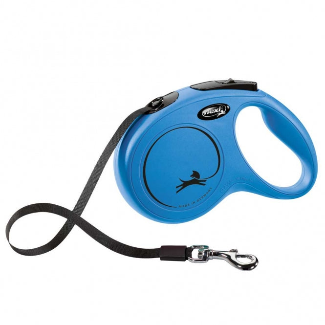 FLEXI - Intrekbare Riem - New CLASSIC - 5m - tot 25kg - Blauw