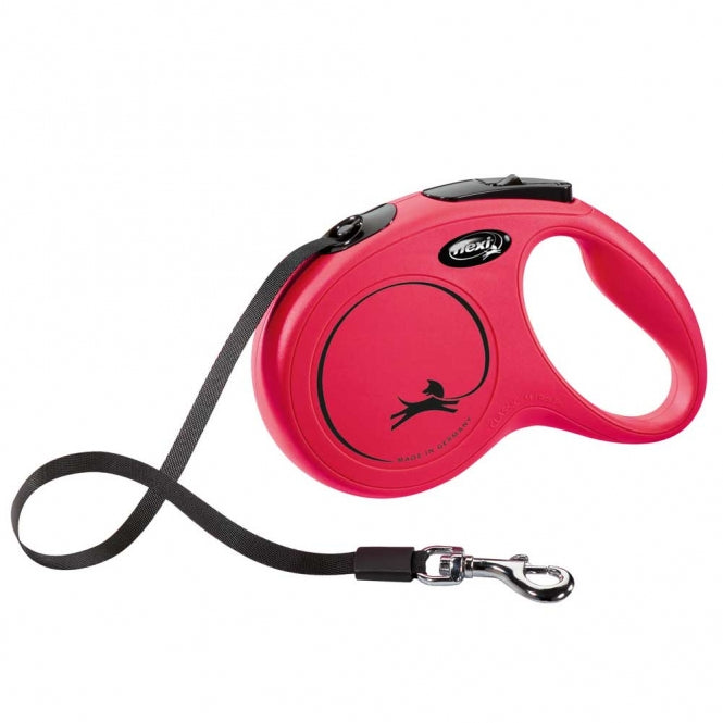 FLEXI - Intrekbare Riem - New CLASSIC - 5m - tot 25kg - Rood