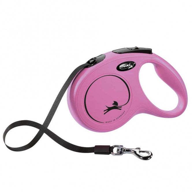 FLEXI - Intrekbare Riem - New CLASSIC - 5m - tot 25kg - Roze
