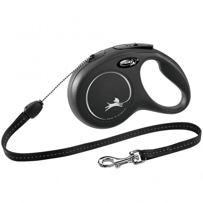 FLEXI Rollijn New CLASSIC Touw - 8m, tot 12kg - Zwart