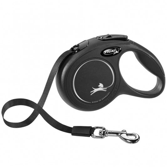 FLEXI - intrekbare riem - New CLASSIC - 3m, tot 12kg - zwart