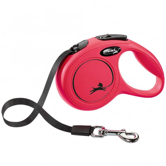 FLEXI - intrekbare riem - New CLASSIC - 3m, tot 12kg - rood