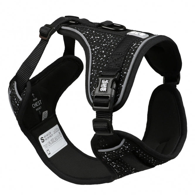 Duvoplus - EXPLOR Ultimate Fit No-Pull-Harnas - Graniet zwart - M - 40-49cm - 49-65cm