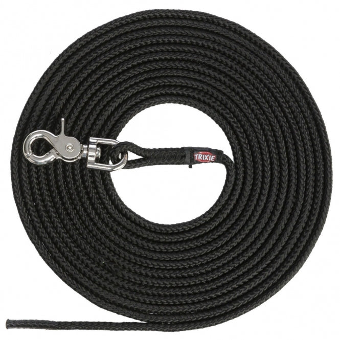 Trixie Sleeplijn, rond van Zeiltouw met Trigger Snap Hook - zwart - 20 m