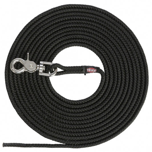 Trixie Sleeplijn, rond van Zeiltouw met Trigger Snap Hook - zwart - 20 m