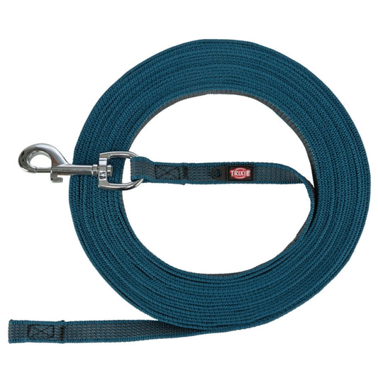 Trixie - Sleeplijn - met rubber bekleed - Petrol - 5 m/17 mm