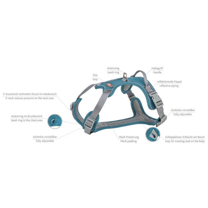 Trixie Premium Active Tuig - petrol - 39-56 cm/15 mm