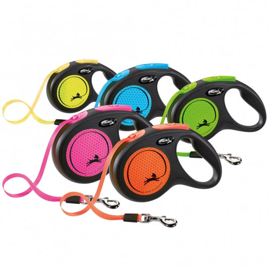 Flexi Classic Neon harnas intrekbare riem - M / Roze