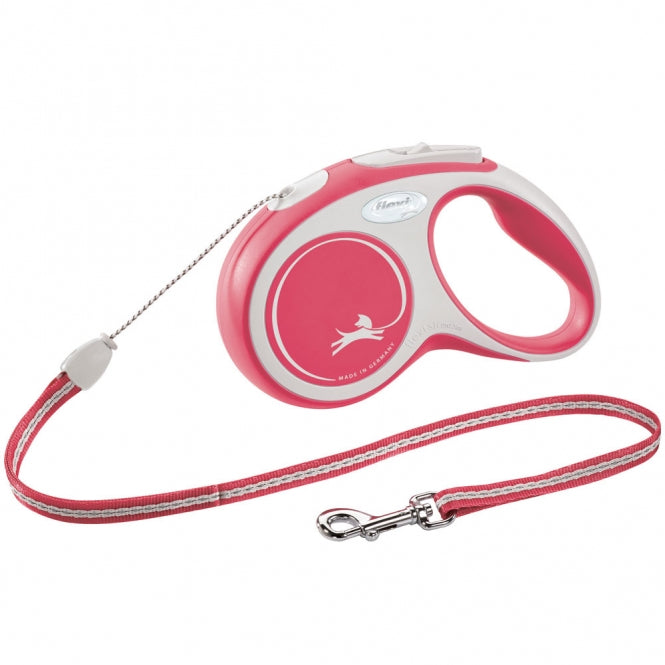 FLEXI - Intrekbare Riem - New COMFORT - Touw - 5m - tot 12kg - Rood
