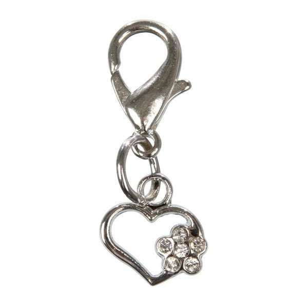 Trixie -  hartvormige hanger met bloem van strass-steentjes