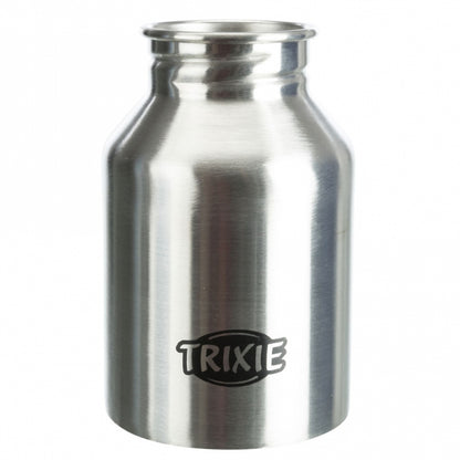 Trixie roestvrijstalen fles met drinkschaal - 300 ml