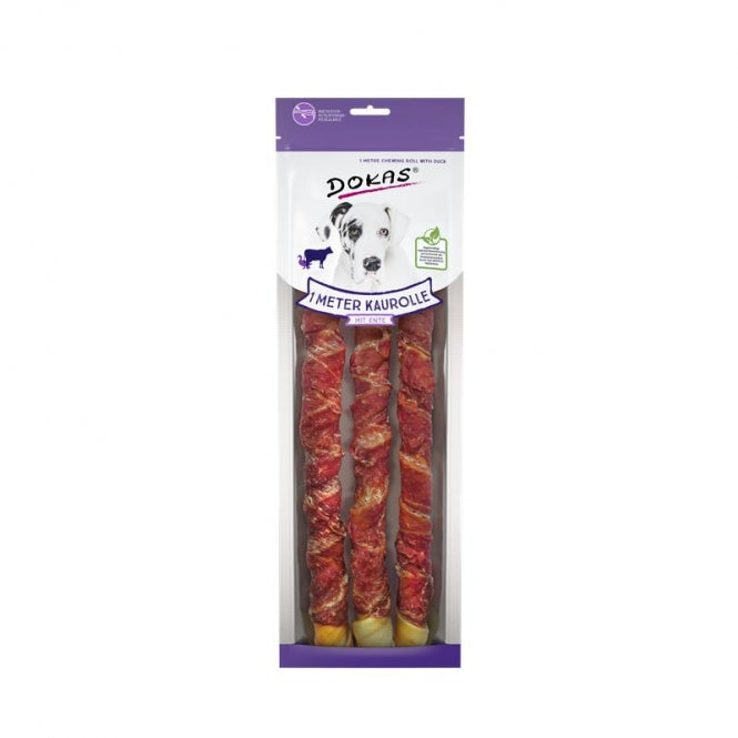 Dokas Dog Snack 1m Kauwrol met Eend - 315 g