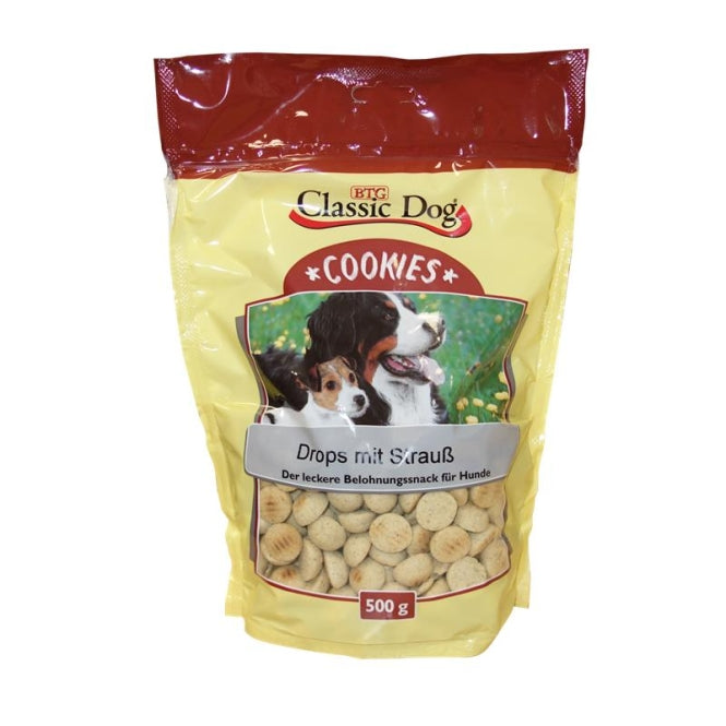 Classic Dog Snack Cookies Drops met Struisvogel - 500 g