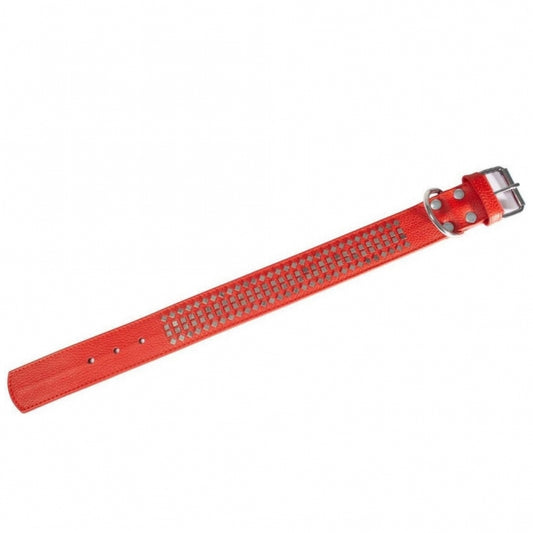 Karlie Vintage Halsband met 4eck-Klinknagels - Rood - 70cm / 50mm