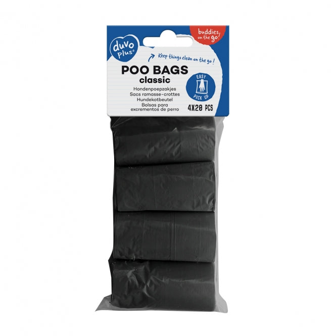 Duvoplus Hondenpoepzakjes Classic Zwart - 4 x 20 stuks