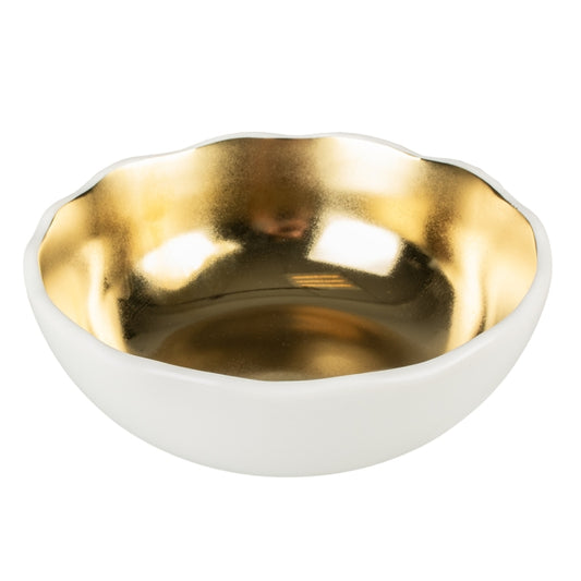 Duvoplus Keramiekbak Stone Organic - wit/goud - 700ml - 16,5x16,5x7cm