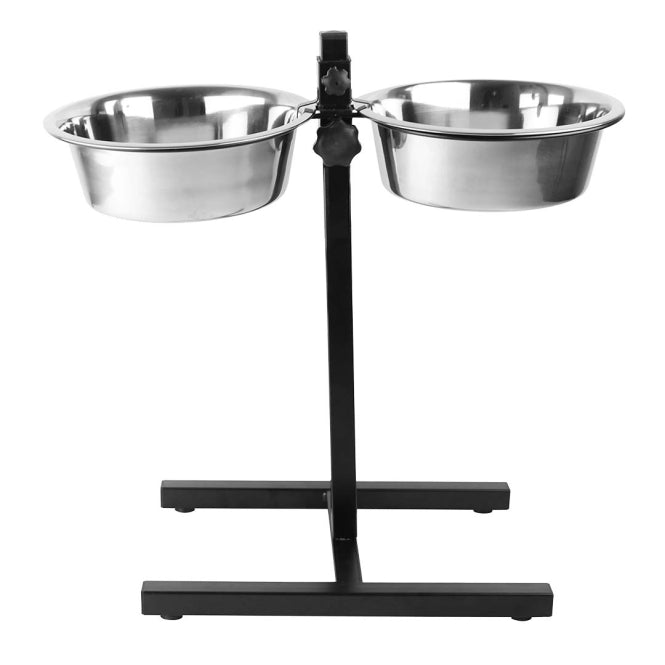 Duvoplus Hoogteverstelbare Dubbele Voerbakstandaard - 2x 2830ml / 55,5x27x52,5cm
