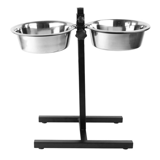 Duvoplus Hoogteverstelbare Dubbele Voerbakstandaard - 2x 2830ml / 55,5x27x52,5cm