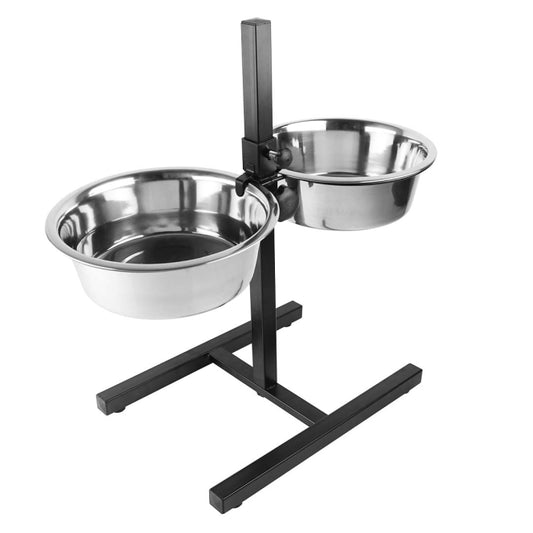 Duvoplus Hoogteverstelbare Dubbele Voerbakstandaard - 2x 4730ml / 61x29x52,5cm