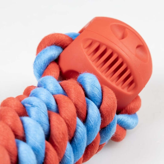 Duvoplus Rubrob Haltertouw met 2 Ballen - rood