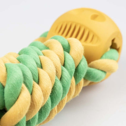 Duvoplus Rubrob Haltertouw met 2 Ballen - geel
