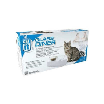 CATIT - Stijl glazen diner - Dubbele kom standaard - Wit