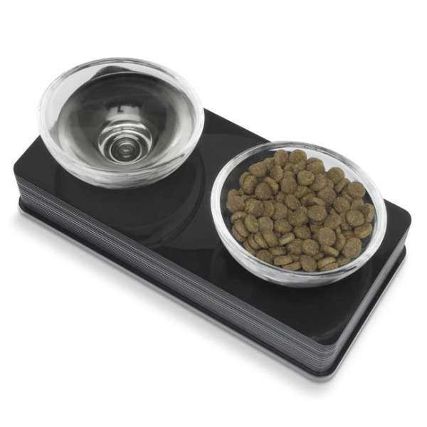 CATIT Style Glass Diner Dubbele Voerbakstandaard - Zwart