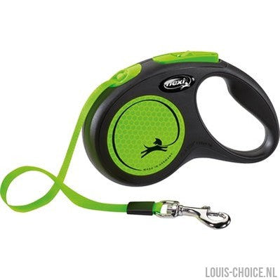 Flexi Rollijn New Classic Neon Tape Zwart / Groen-FLEXI-Louis Choice