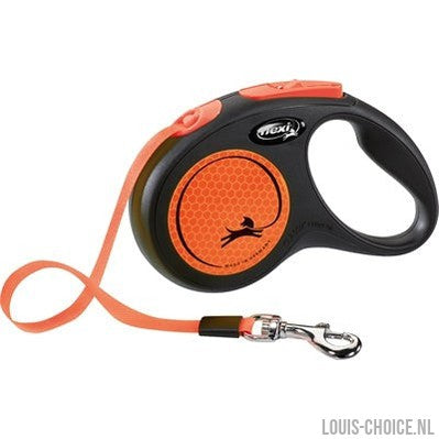 Flexi Rollijn New Classic Neon Tape Zwart / Oranje-FLEXI-Louis Choice