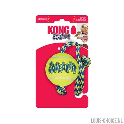 Kong Squeakair Bal Met Touw Geel / Blauw-KONG-Louis Choice