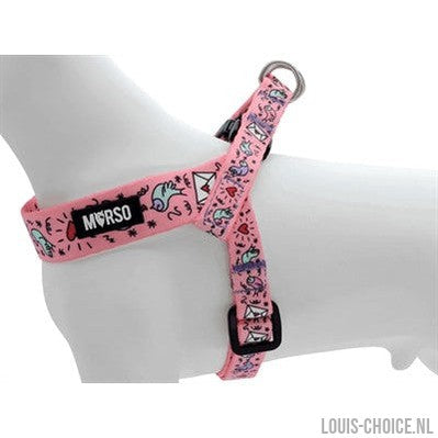 Morso Mini Hondentuig Verstelbaar Gerecycled Sweet Tweet Roze-MORSO-Louis Choice