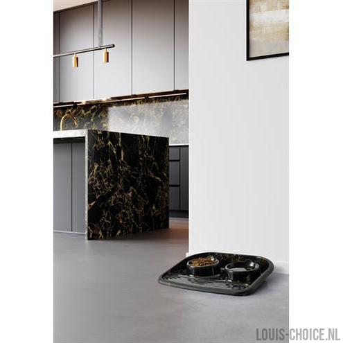 Savic Butler Voerbak En Drinkbak Met Plateau Marble Zwart / Goud-SAVIC-Louis Choice
