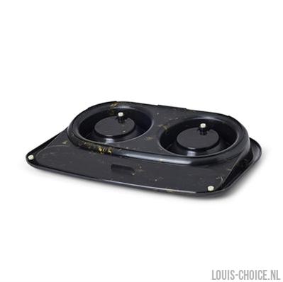 Savic Butler Voerbak En Drinkbak Met Plateau Marble Zwart / Goud-SAVIC-Louis Choice