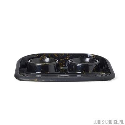 Savic Butler Voerbak En Drinkbak Met Plateau Marble Zwart / Goud-SAVIC-Louis Choice
