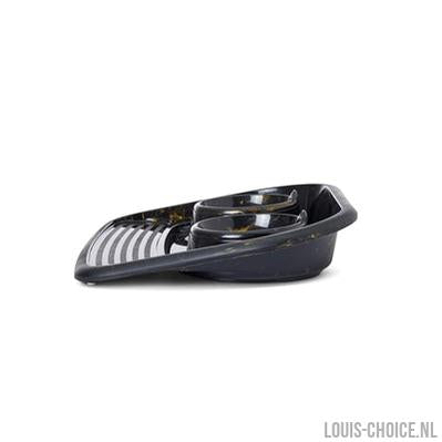 Savic Butler Voerbak En Drinkbak Met Plateau Marble Zwart / Goud-SAVIC-Louis Choice