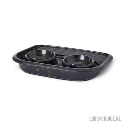 Savic Butler Voerbak En Drinkbak Met Plateau Marble Zwart / Goud-SAVIC-Louis Choice