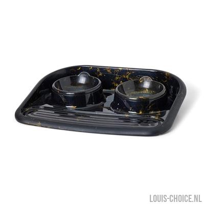 Savic Butler Voerbak En Drinkbak Met Plateau Marble Zwart / Goud-SAVIC-Louis Choice
