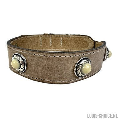 Sazzz Halsband Hond Boho Treasure Stone Vintage Leer Beige-SAZZZ-Louis Choice